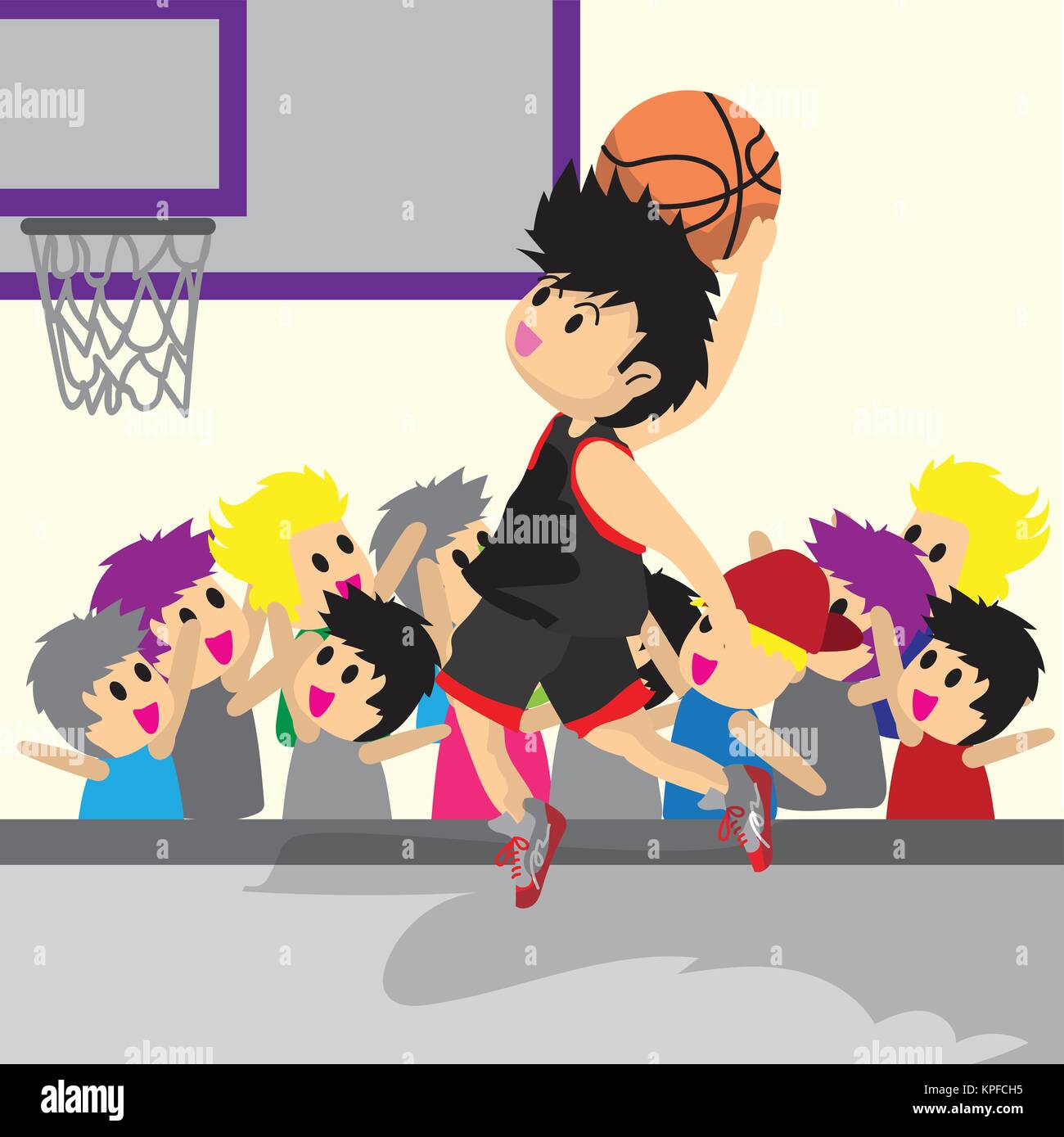 Garçon jouer au basketball character design cartoon art basketball