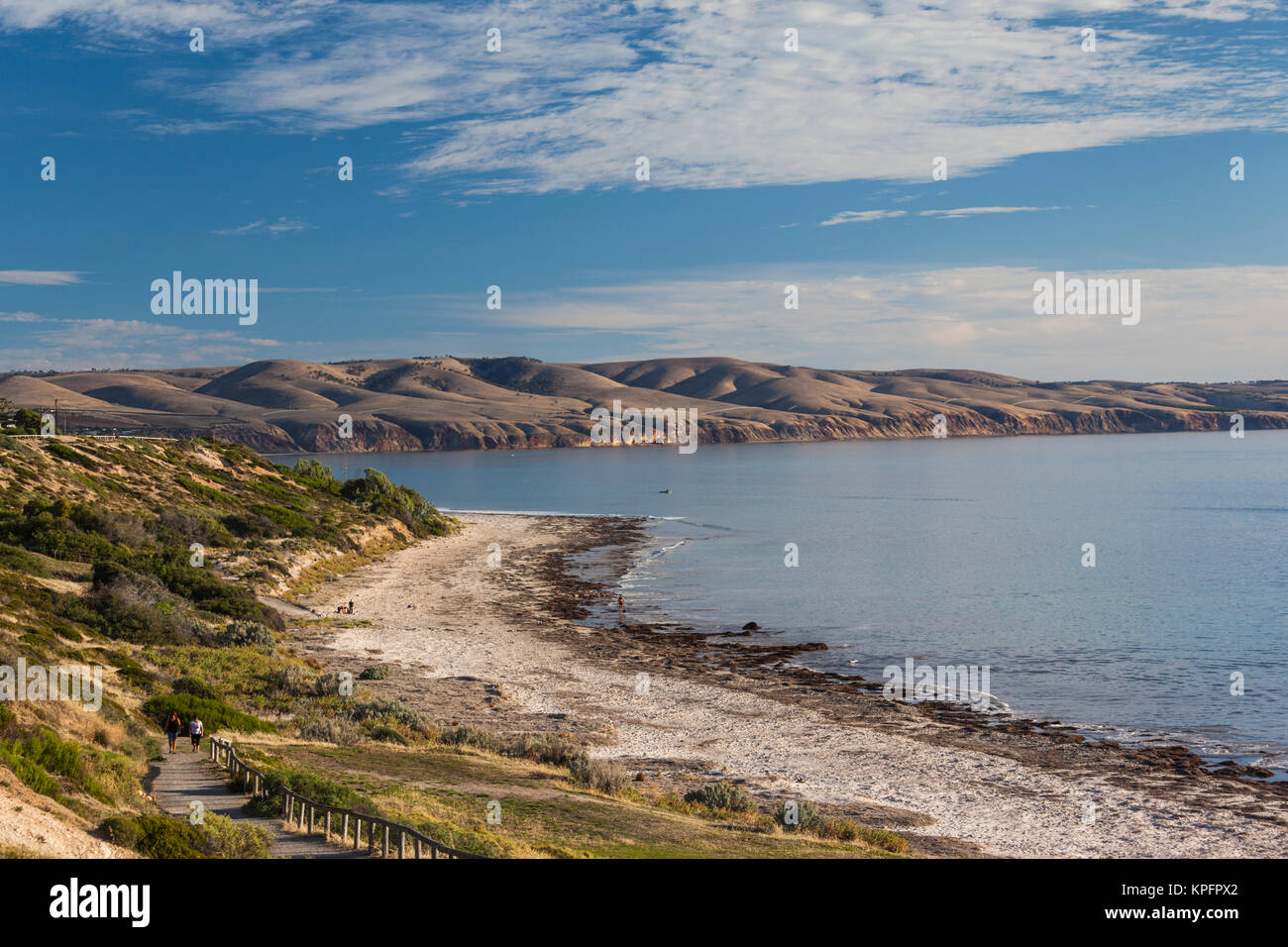 L'Australie, la péninsule de Fleurieu, Aldinga (Australie-Méridionale) Beach, plage surélevée et cliff view Banque D'Images