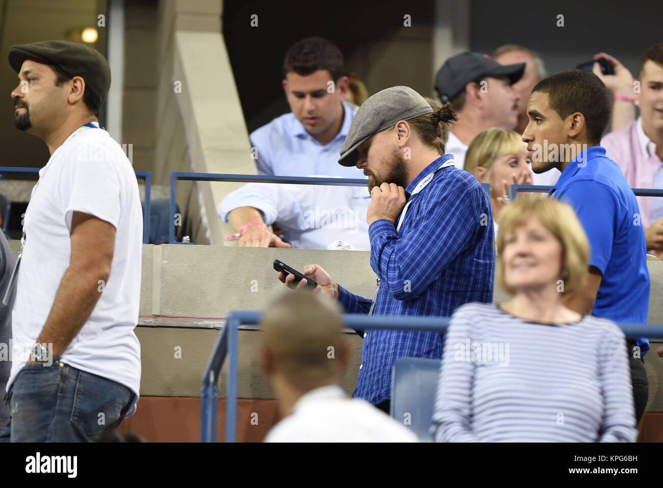 FLUSHING NY- 03 SEPTEMBRE : Leonardo DiCaprio, Irmelin Indenbirken, jour 10 de l'US Open 2014 à l'USTA Billie Jean King National Tennis Center le 3 septembre 2014 dans le quartier de rinçage de la Queens Borough de New York CityMiami Beach, Floride, le 28 avril 2006 personnes : Leonardo DiCaprio, Irmelin Indenbirken Banque D'Images