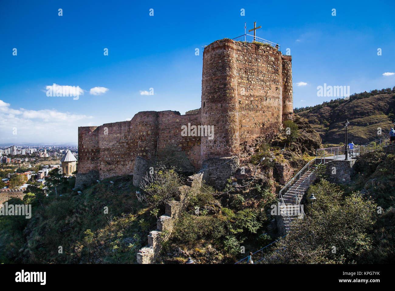 La forteresse de Narikala ville à Tbilissi, Géorgie, l'Europe. Banque D'Images