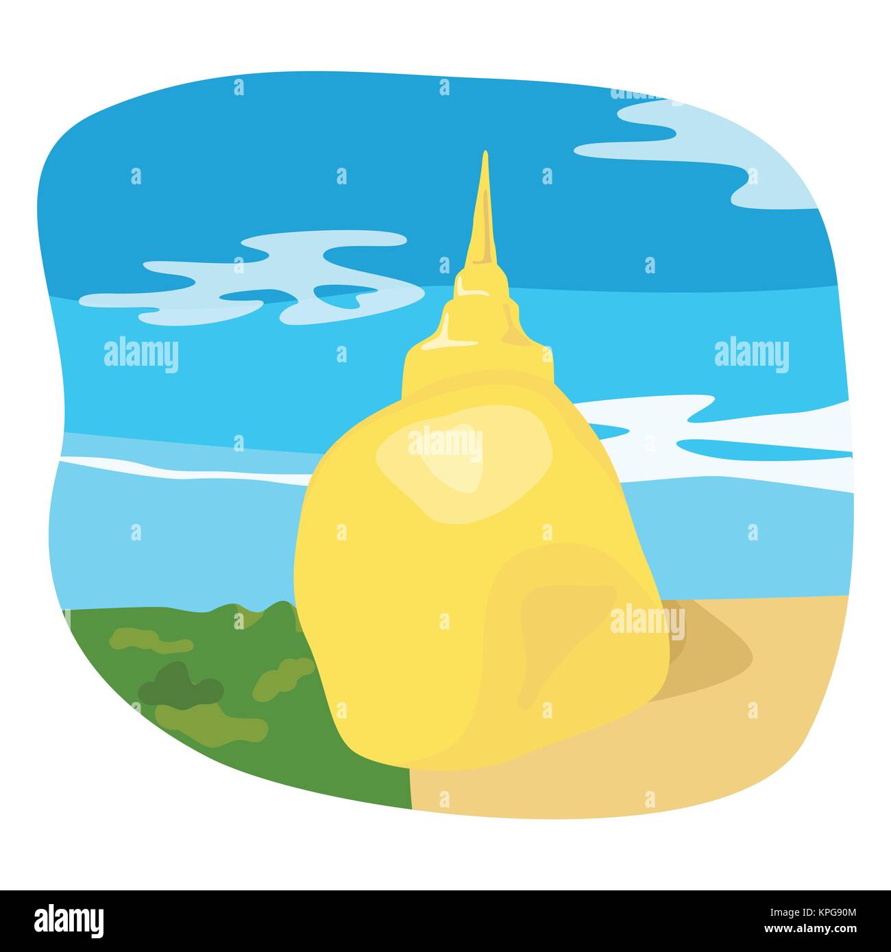 Roche d'or de Kyaiktiyo, Myanmar Illustration de Vecteur