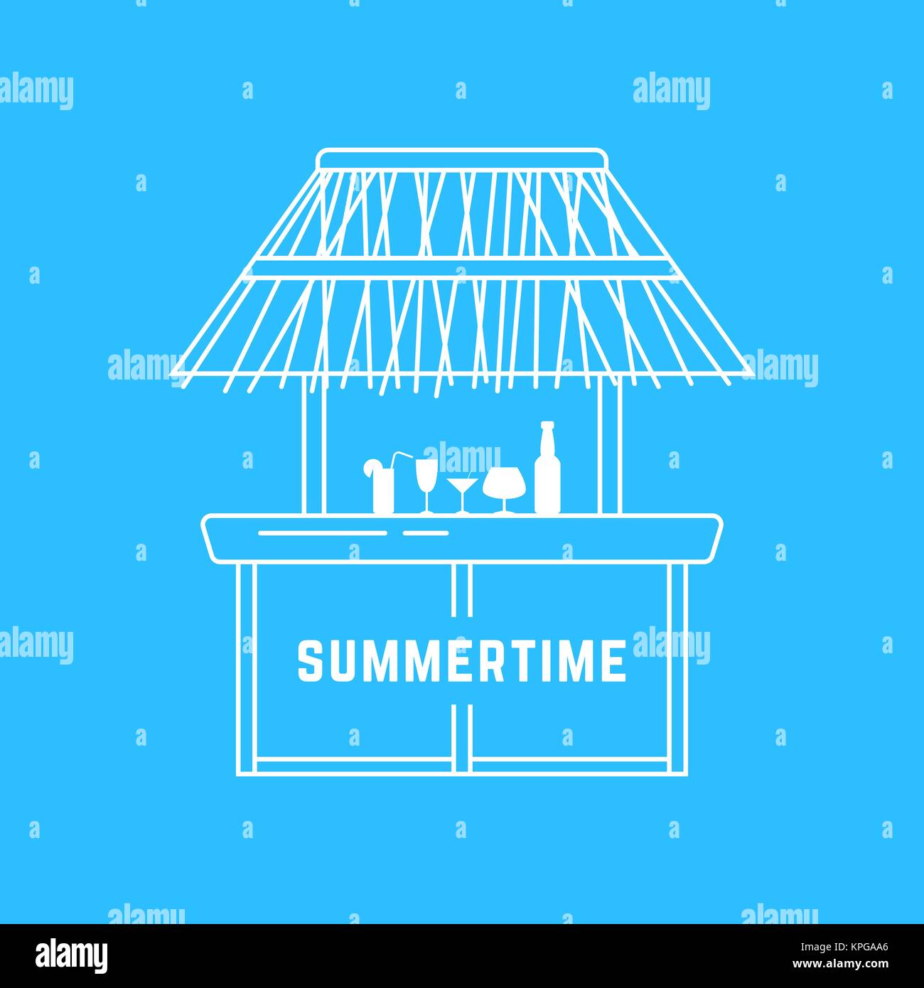 Bar de plage linéaire blanc Illustration de Vecteur