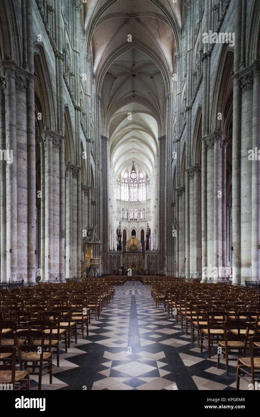 France, Picardie, Somme, Amiens, Cathédrale Notre Dame, de l'intérieur. Banque D'Images