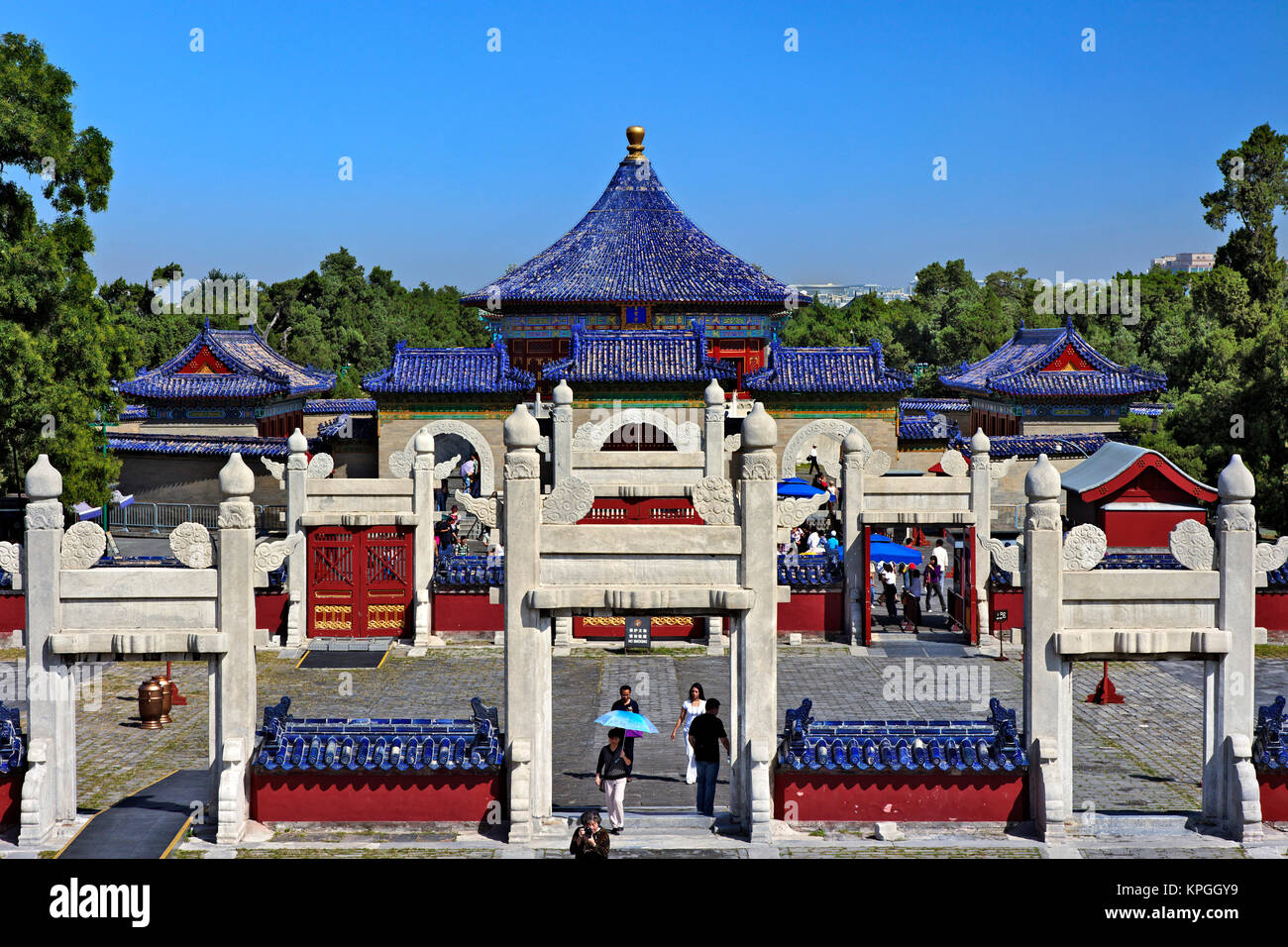 La construction du Temple du Ciel, le nord de la porte céleste, Beijing, Chine Banque D'Images