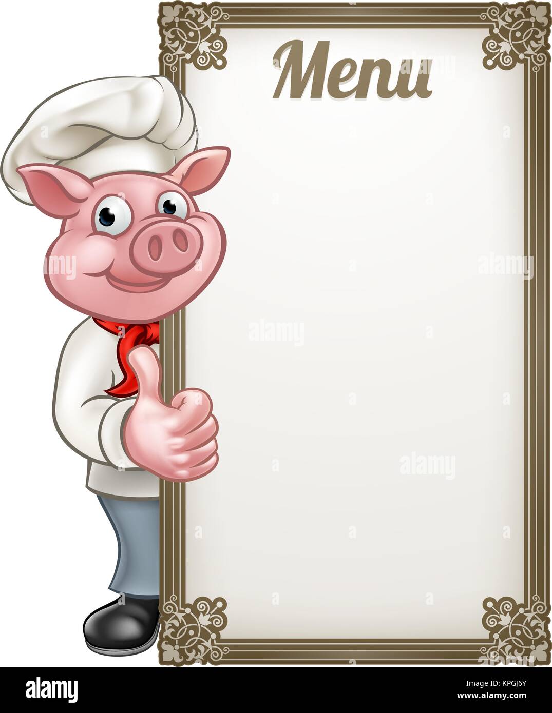 Personnage de porc Chef Menu Illustration de Vecteur