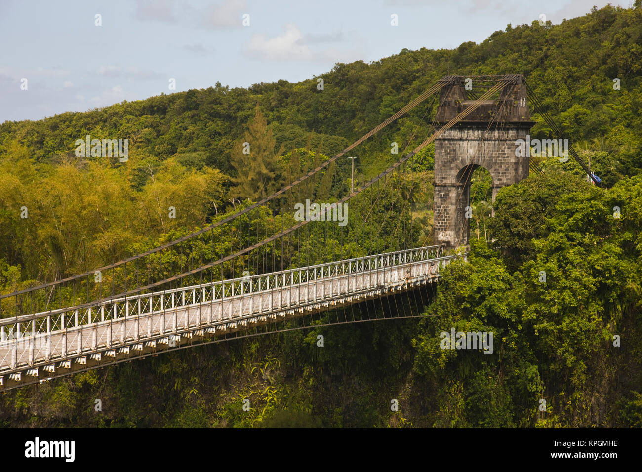 La France, l'île de la réunion, à l'est la réunion, Ste-Anne, Pont des Anglais, fin du 19e siècle suspension bridge Banque D'Images