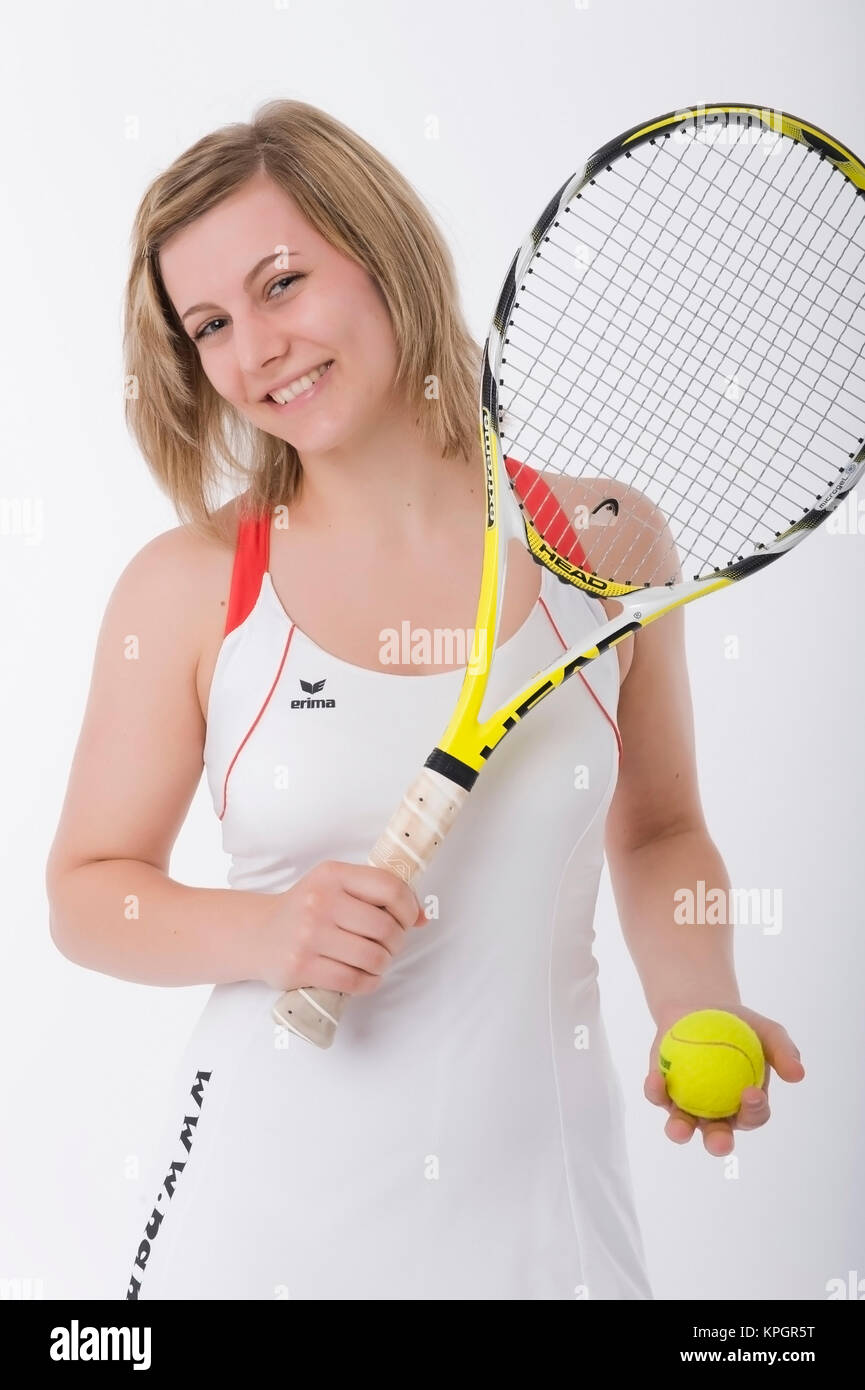 Parution du modèle , Jugendliche Tennisspielerin - jeune joueur de tennis Banque D'Images