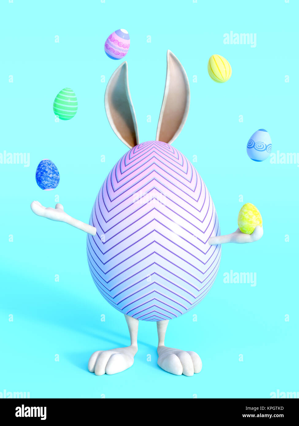 Mignon lapin de Pâques œuf juggling des oeufs de pâques. Banque D'Images