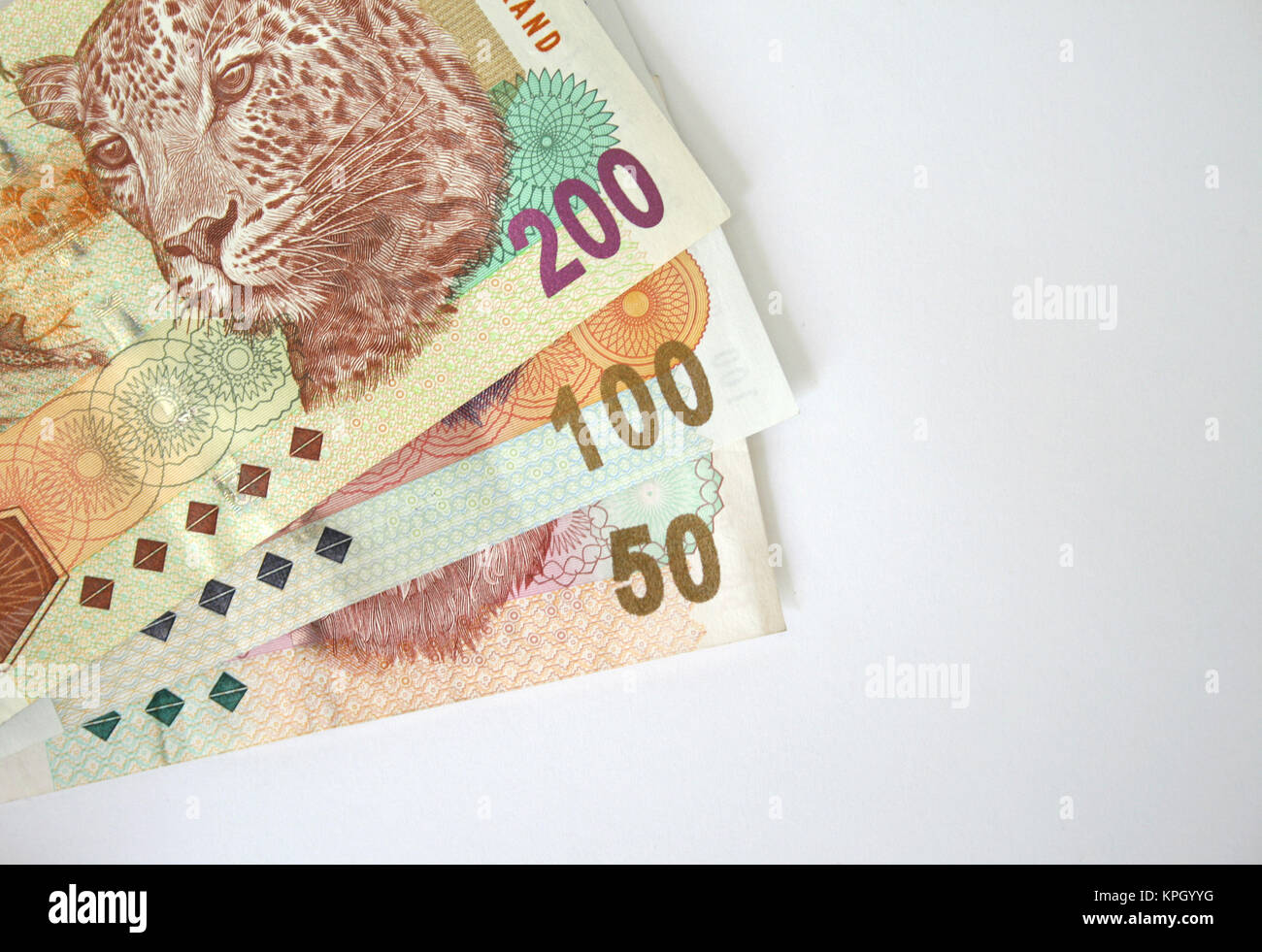 Close-up d'une propagation des billets de banque d'Afrique du Sud Banque D'Images