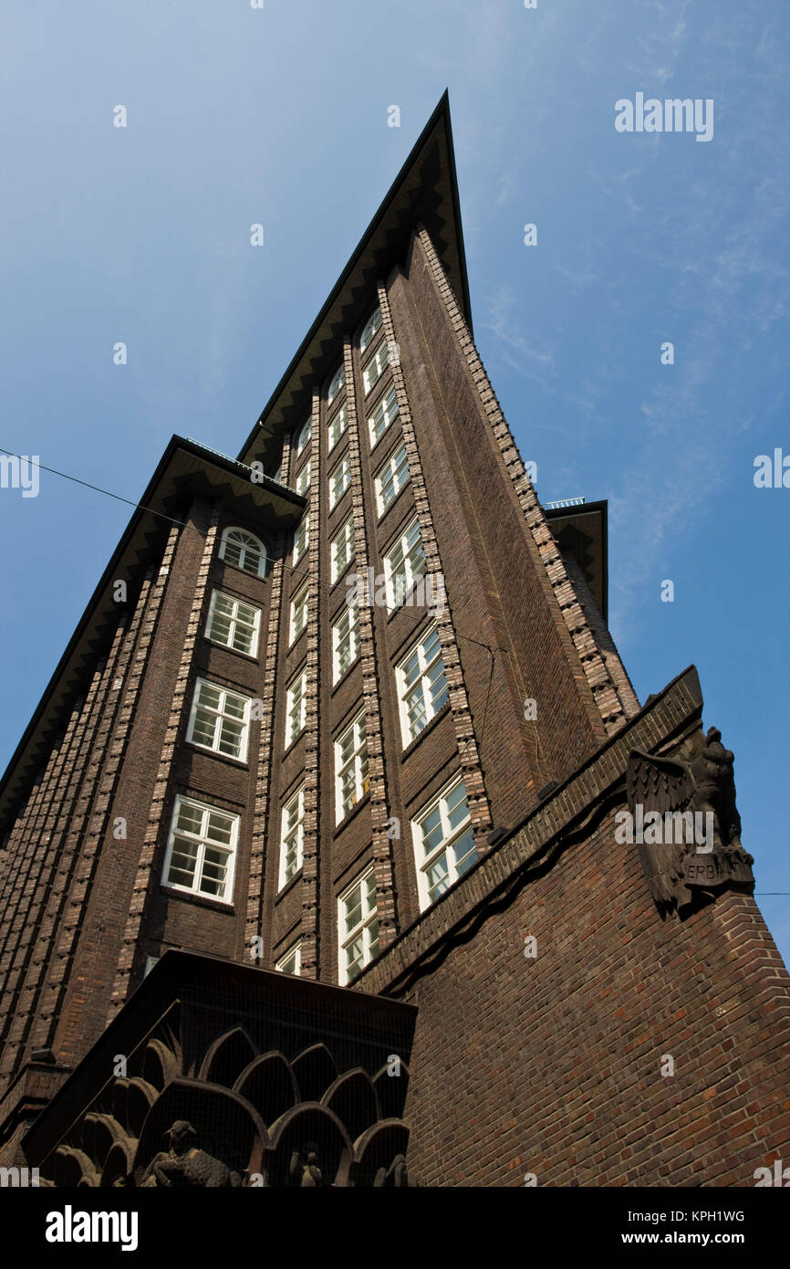 L'Allemagne, l'État de Hambourg, Hambourg. Quartier commerçant, la Chilehaus immeuble de bureaux. Banque D'Images