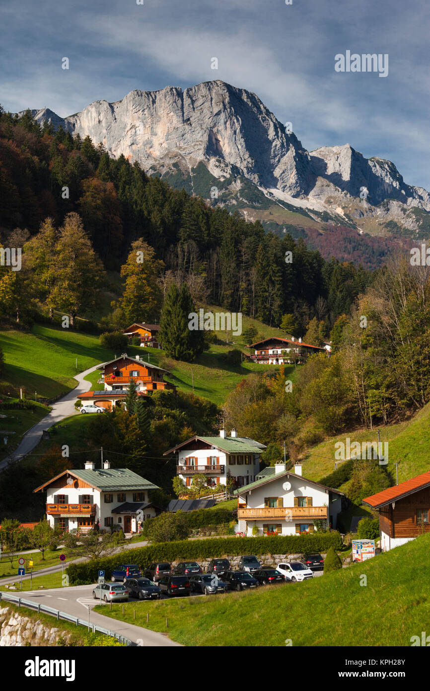 Allemagne, Bavière, Maria Gern village, elevated view, automne Banque D'Images