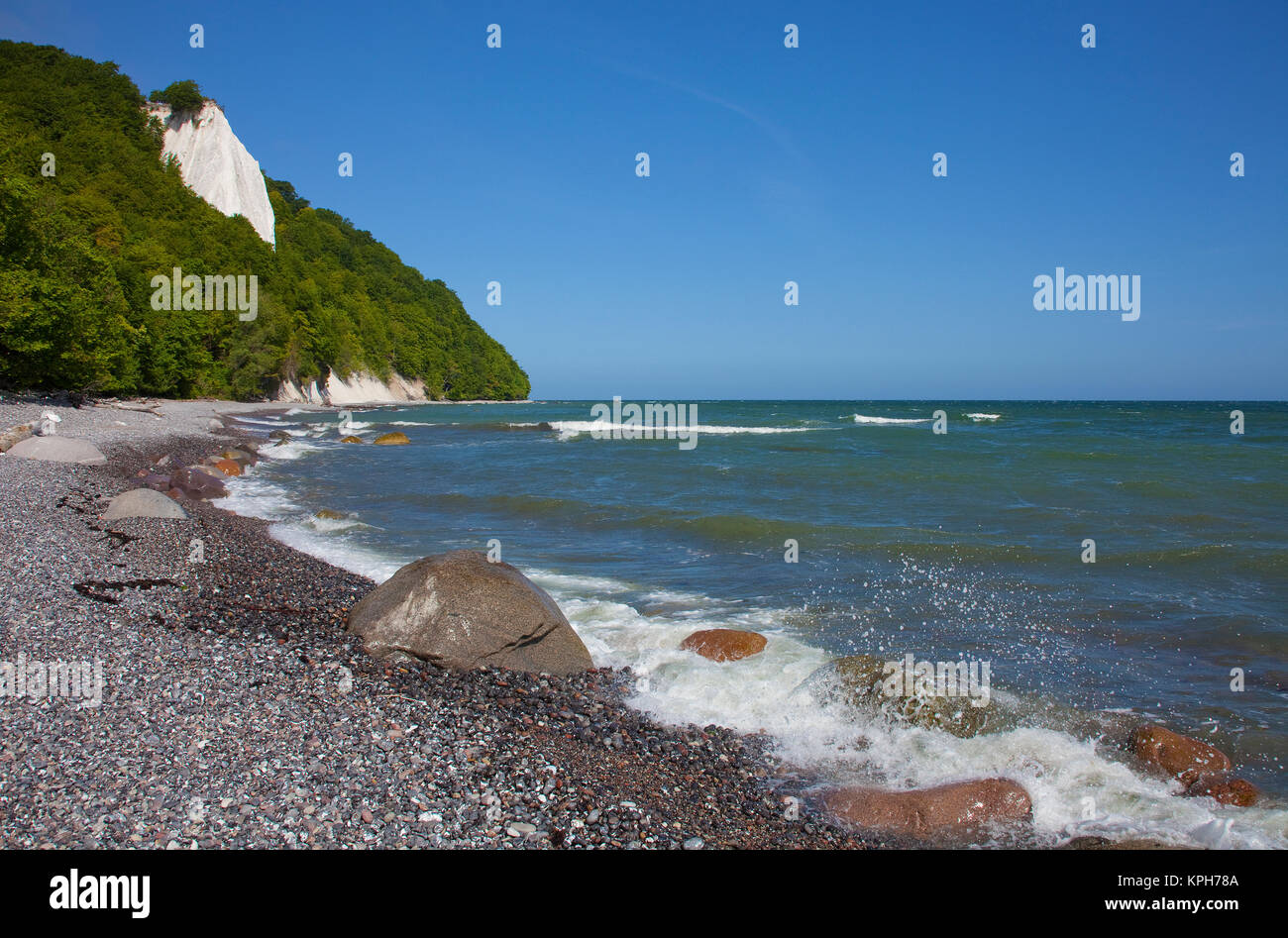 Blick auf den Koenigsstuhl, vom, parc national de Jasmund, Insel Rügen, Ostsee, Allemagne de l'Est, l'Est de l'Allemagne, Mecklenburg-Vorpommern, Allemagne Banque D'Images