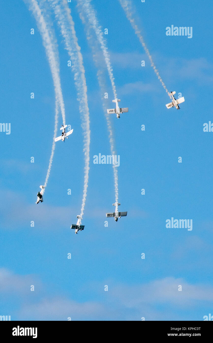 L'équipe de voltige des corbeaux photographiée au sud-est de l'Airshow, Herne Bay, Août 2017 Banque D'Images