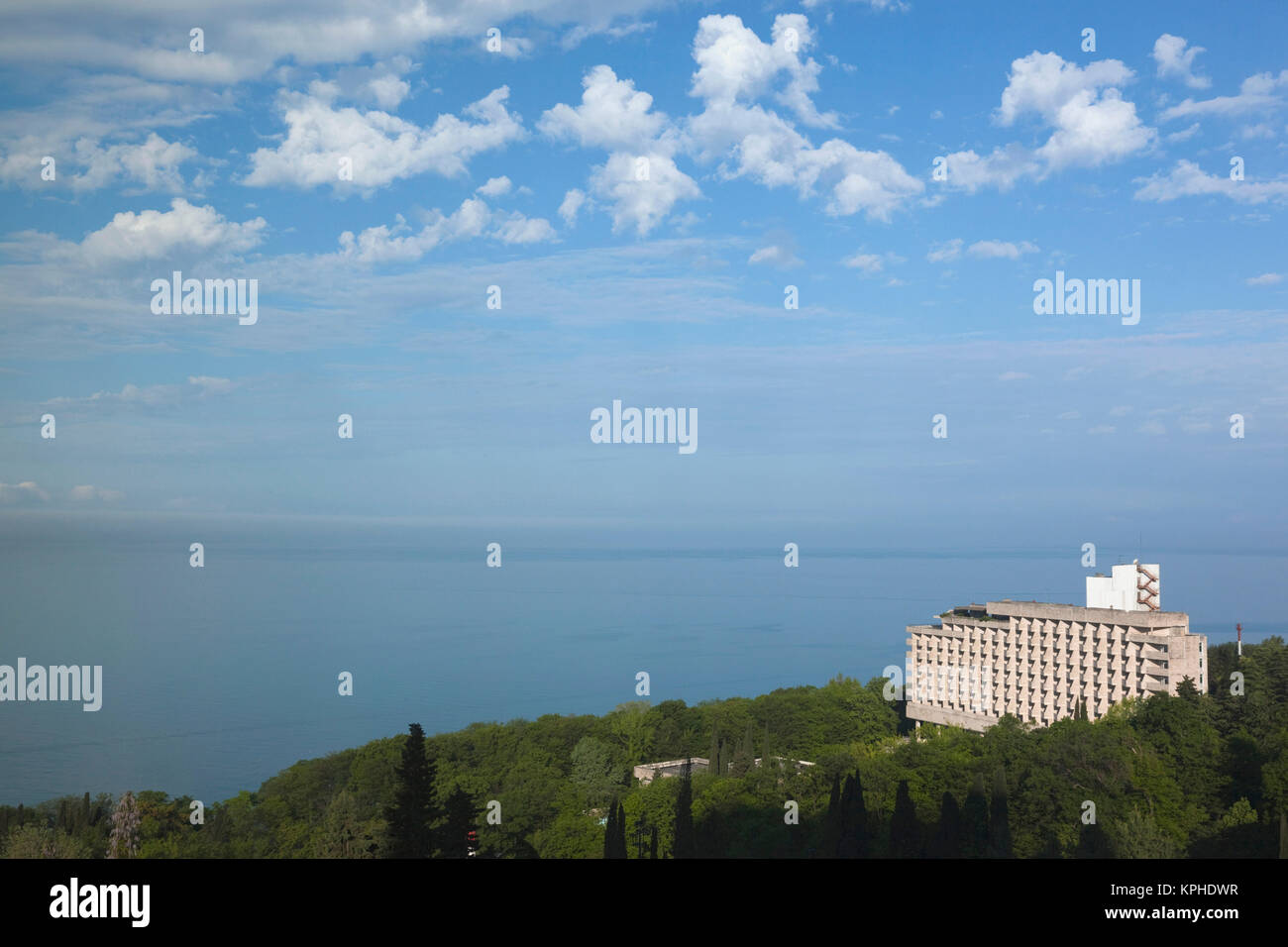 La Russie, de la côte de la mer Noire, Sotchi, Hôtel Primorye, elevated view Banque D'Images