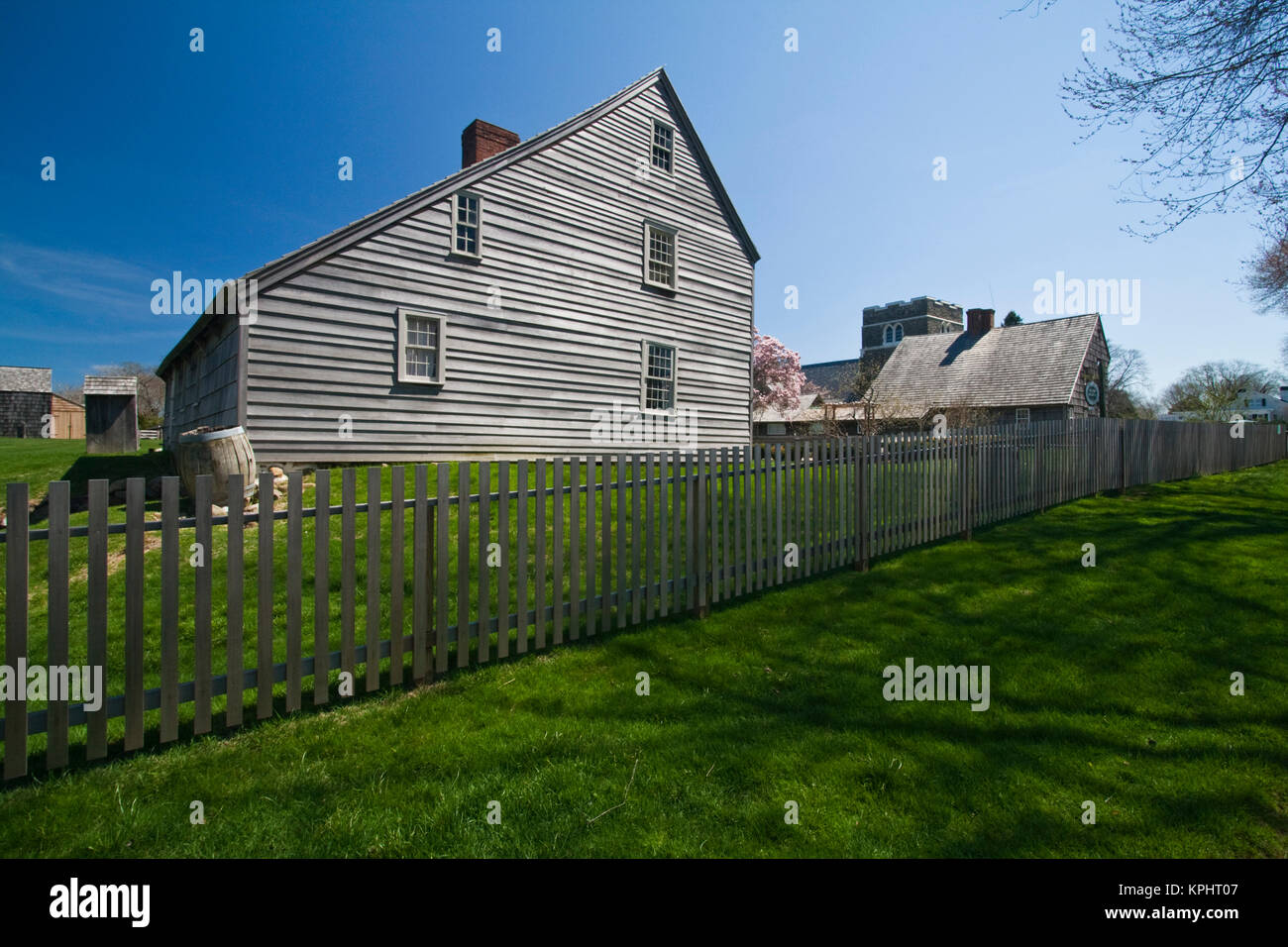 USA, New York, East Hampton. Mulford, site historique de ferme construit 1680. Banque D'Images