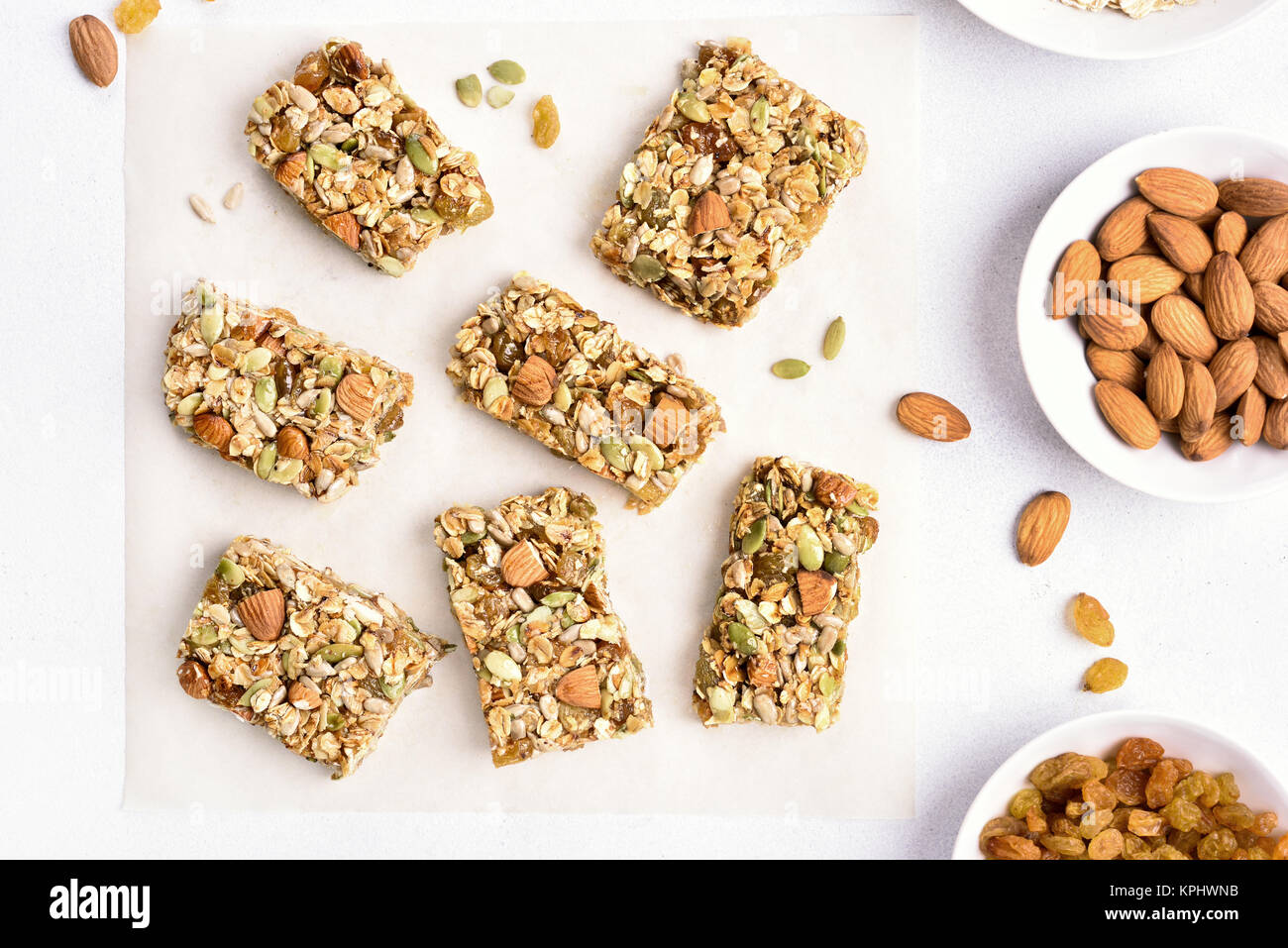 Barre granola en bonne santé. Snack-naturelles. Haut de la vue, télévision lay Banque D'Images