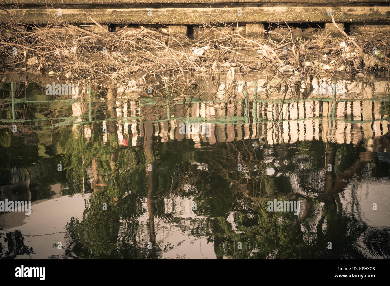 La pollution des rivières et sale Banque D'Images