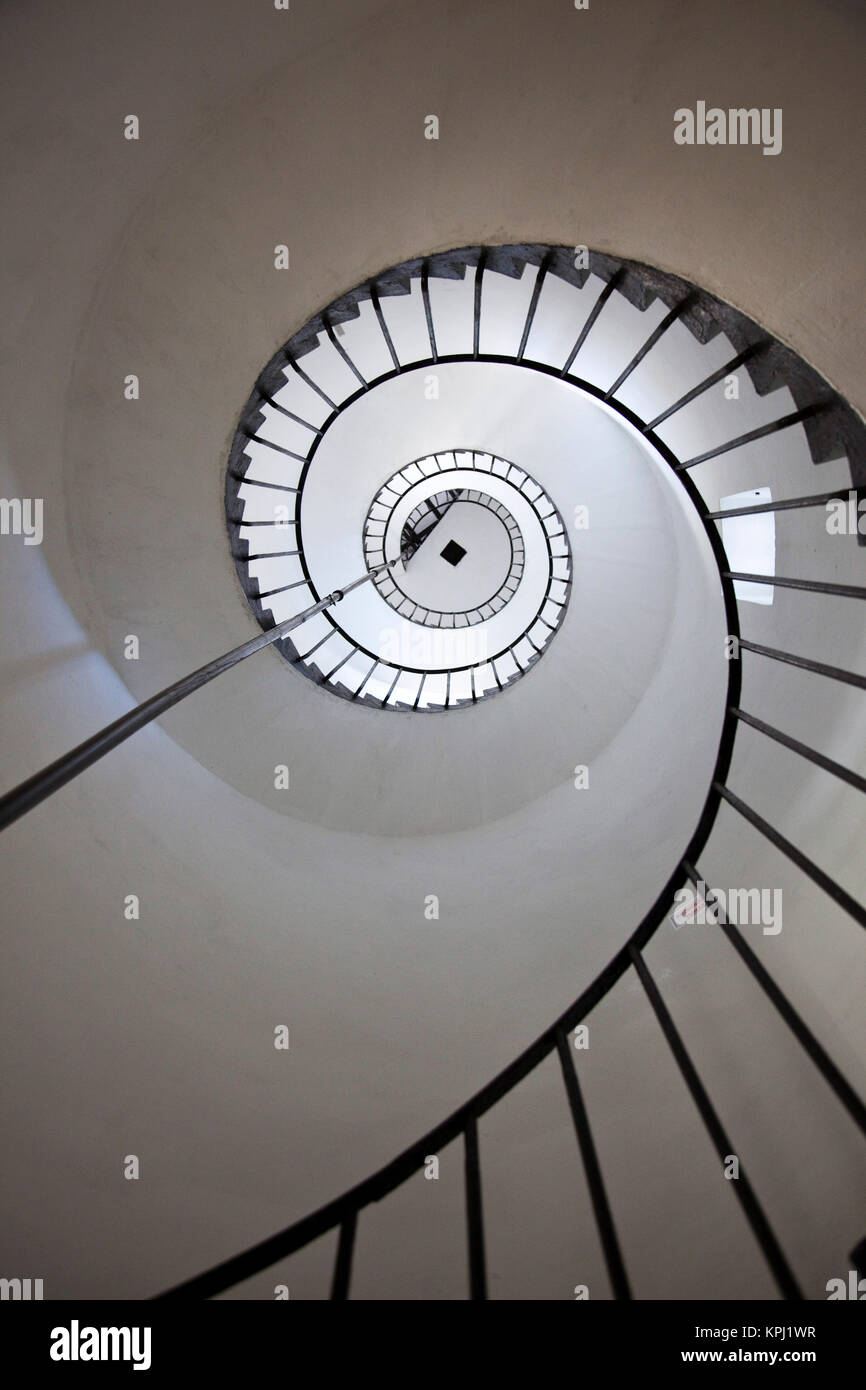 L'Uruguay, Rocha Ministère, La Paloma. Le phare de Cabo Santa Maria, escalier intérieur. Banque D'Images