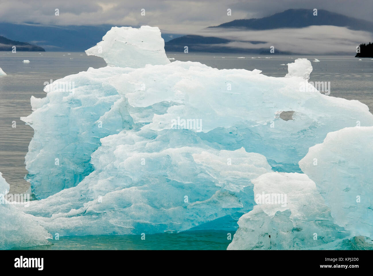 Amérique du Nord, USA, AK, le passage de l'intérieur. Formes sculpturales flottantes en iceberg glaciaire. Banque D'Images