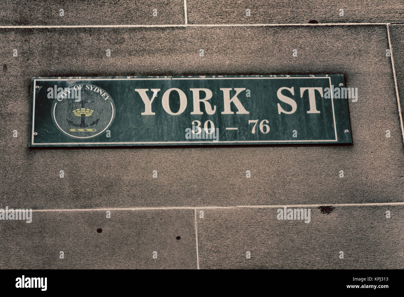 Sidney en Australie le signe de la rue York dans le mur Banque D'Images