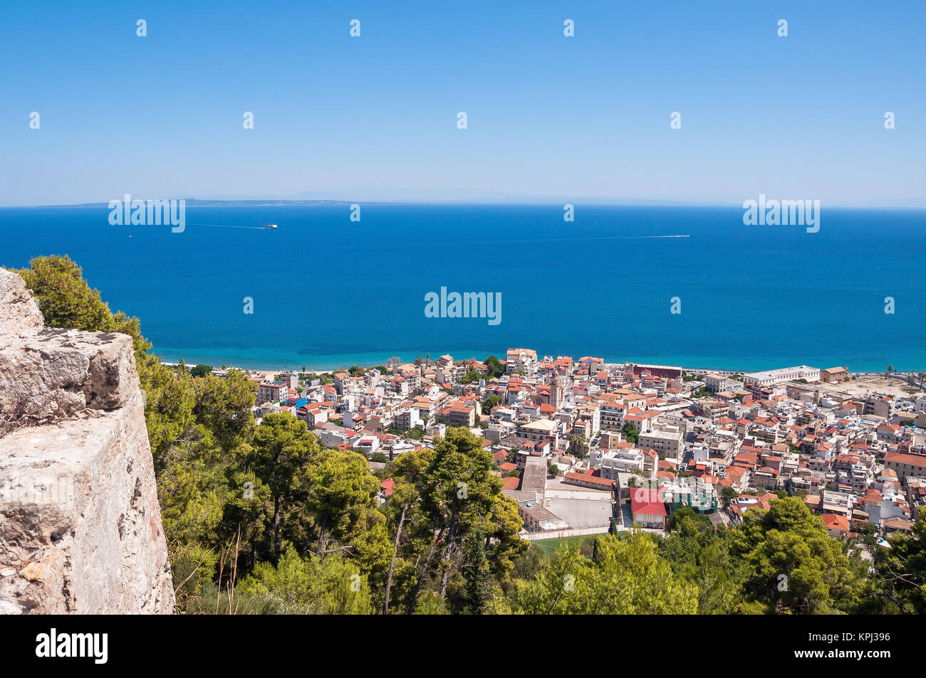 Vue aérienne de la ville de Zante le château vénitien Banque D'Images
