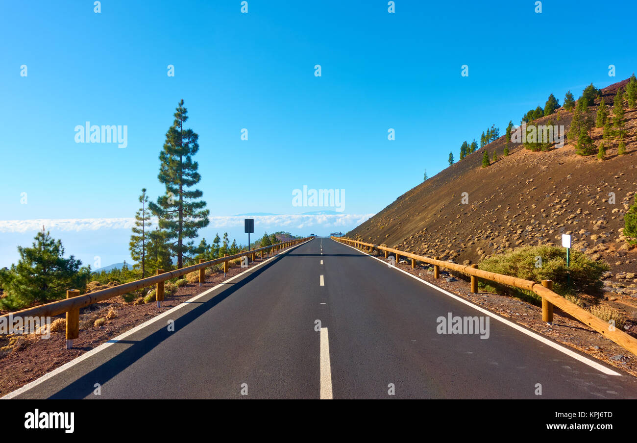 Highland Road dans le Parc National du Teide, Tenerife. Banque D'Images