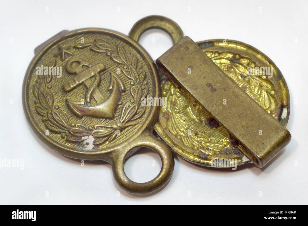 Boucle ceinture vintage des uniformes militaires, la marine, les deux  parties en laiton massif Photo Stock - Alamy
