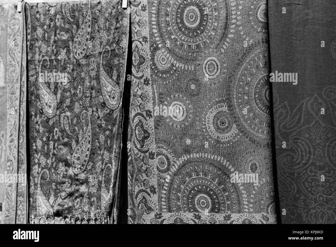 La texture de la symbolique traditionnelle de coton foulard arabe comme background abstract Banque D'Images