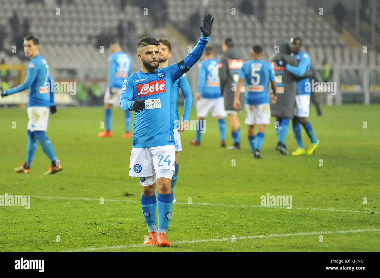 Lorenzo Insigne (SSC Naples) au cours de la série d'un match de football entre Torino FC et SSC Napoli au Stadio Grande Torino le 16 décembre 2017 à Turin, Italie. Banque D'Images