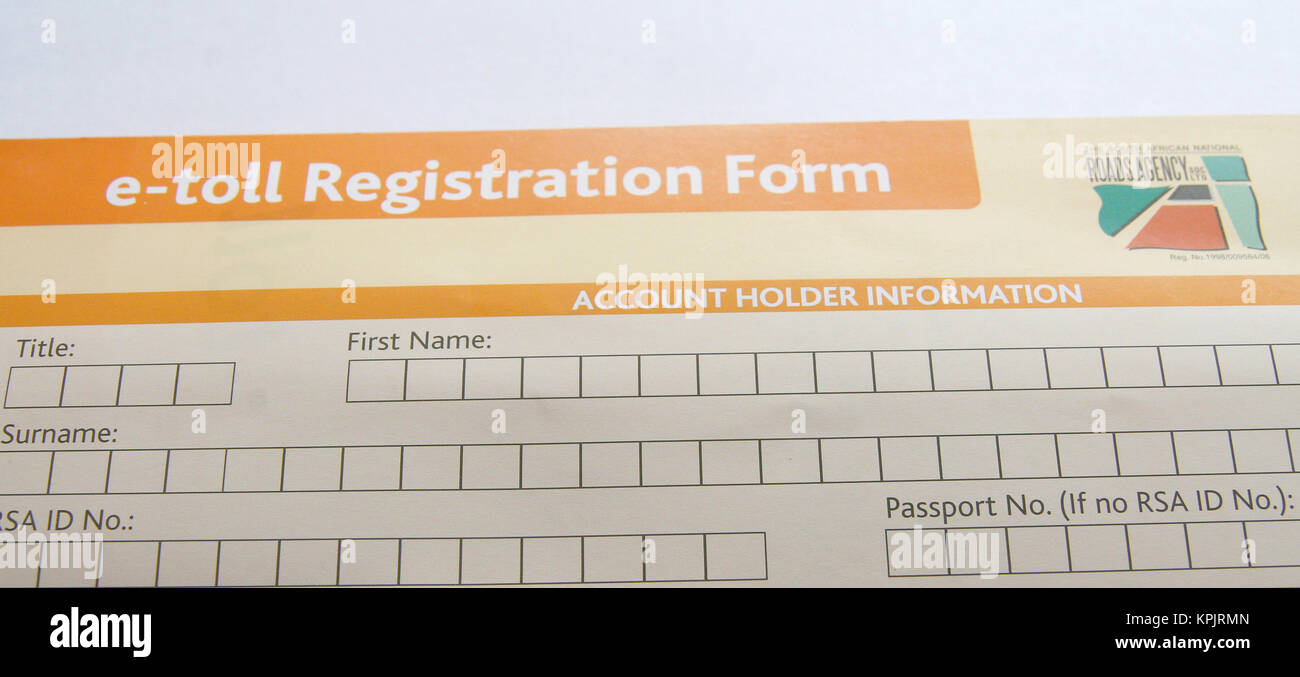 La South African National Roads Agency (SOC/LTD) E-formulaire d'inscription sans frais, Pretoria, Afrique du Sud Banque D'Images