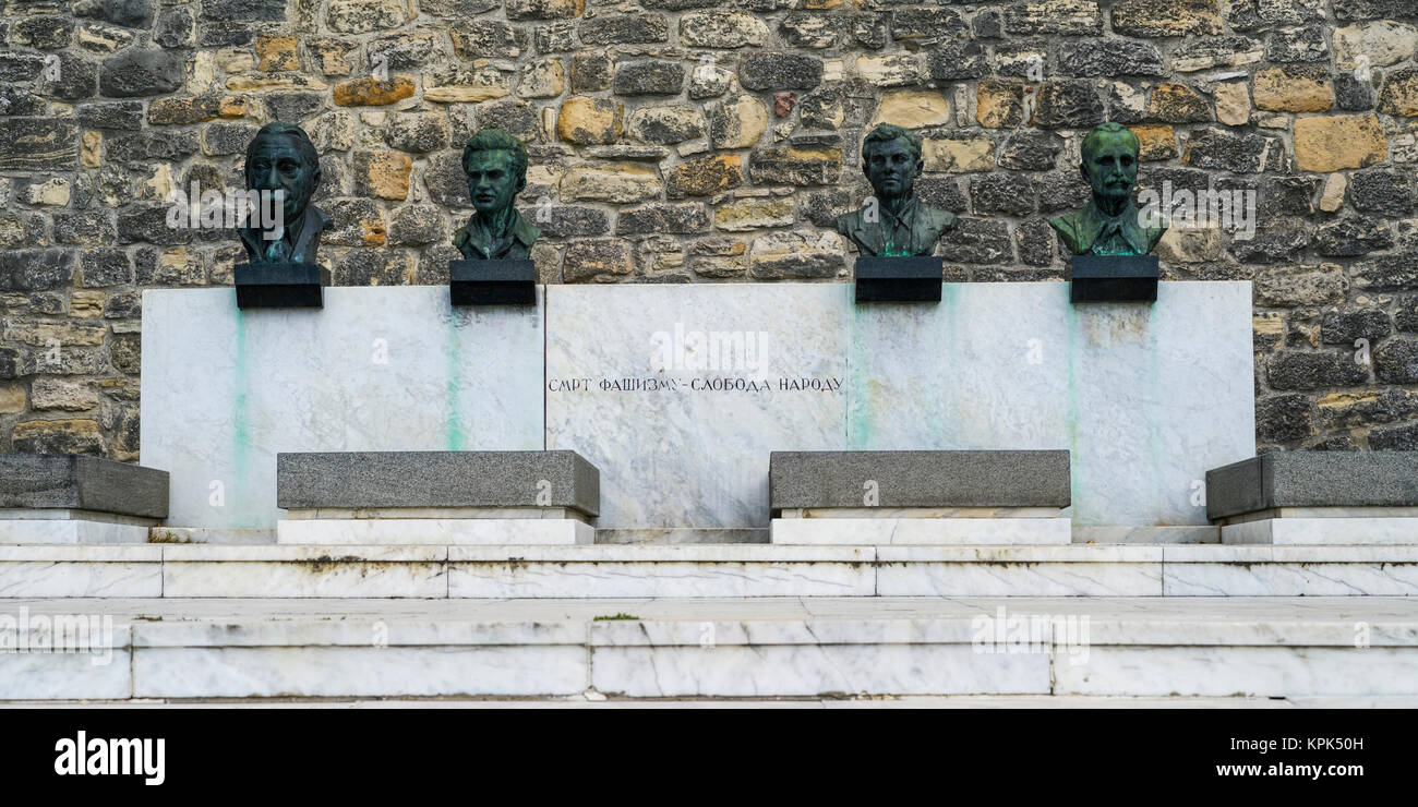 Monument à quatre héros de la Seconde Guerre mondiale, Forteresse de Belgrade, Belgrade, la Voïvodine, Serbie Banque D'Images