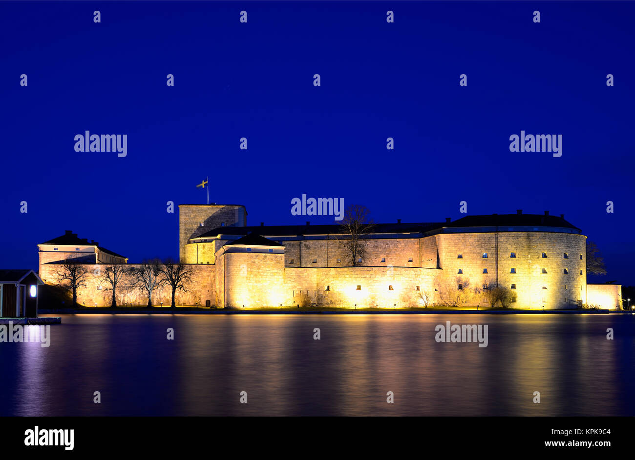 Château de nuit Vaxholms Banque D'Images