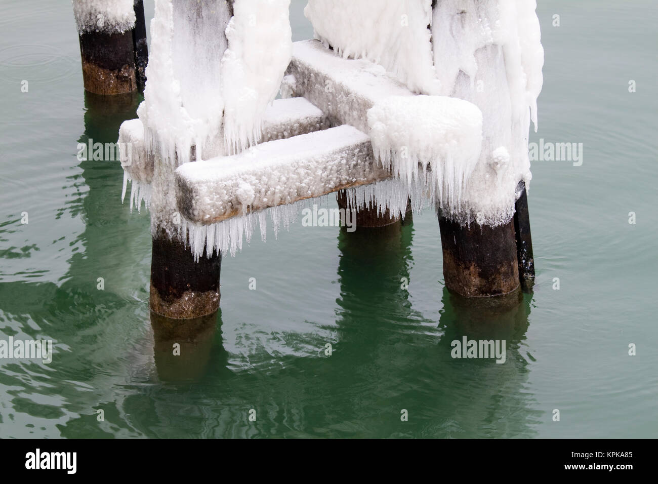 Fühlbare Kälte, Naturgewalten im peitschende,hiver,voir,keine Sonne Schnee am Strand,Schneesturm Banque D'Images