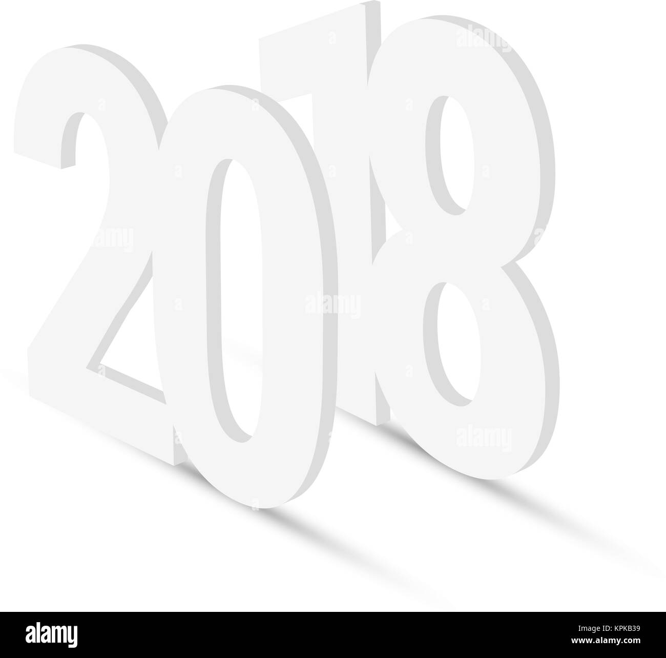 Blanc 2018 Blanc Figures 3D. Bonne année 2018 l'élément de conception de cartes de souhaits Illustration de Vecteur