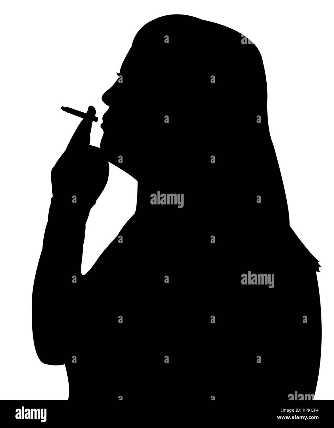 silhouette de femme fumeur Banque D'Images