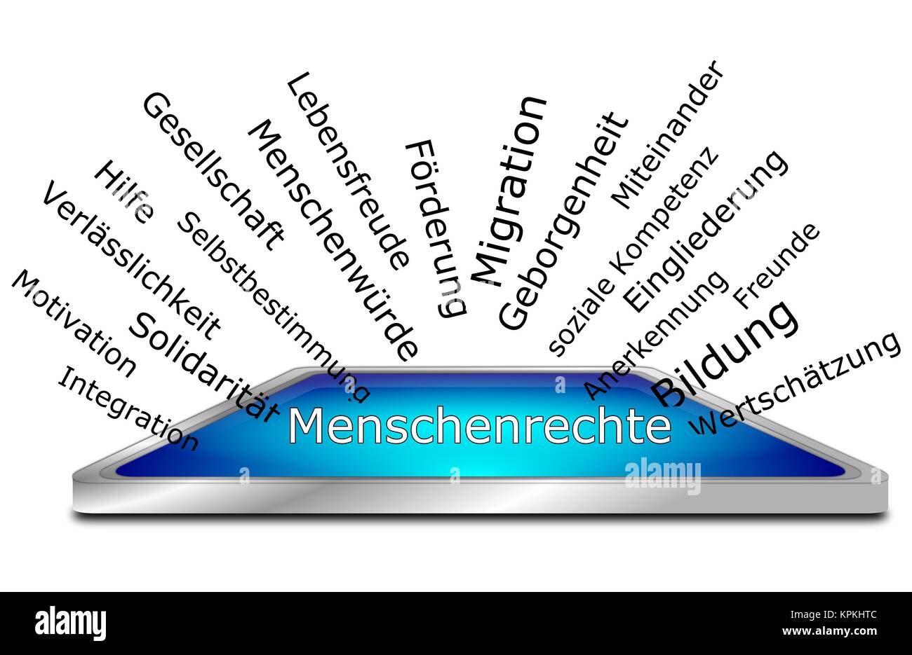 Les droits de l'homme Wordcloud - en allemand Banque D'Images