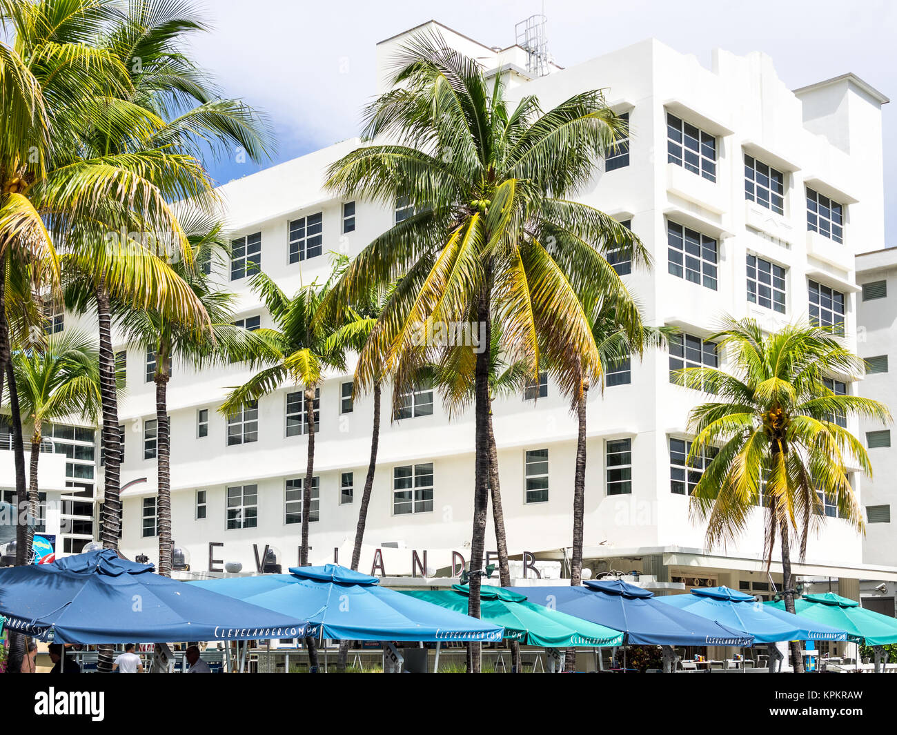 MIAMI BEACH, USA - 8 septembre 2015. Clevelander hotel Art déco dans l'avenue touristique Ocean Drive, Miami Beach, Floride. Banque D'Images