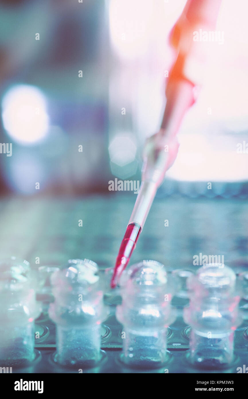 Arrière-plan scientifique avec des outils pour l'amplification et le séquençage de l'ADN. DOF peu profondes, la plupart de l'image est floue. Cette image est tonique. L'espace pour votre Banque D'Images