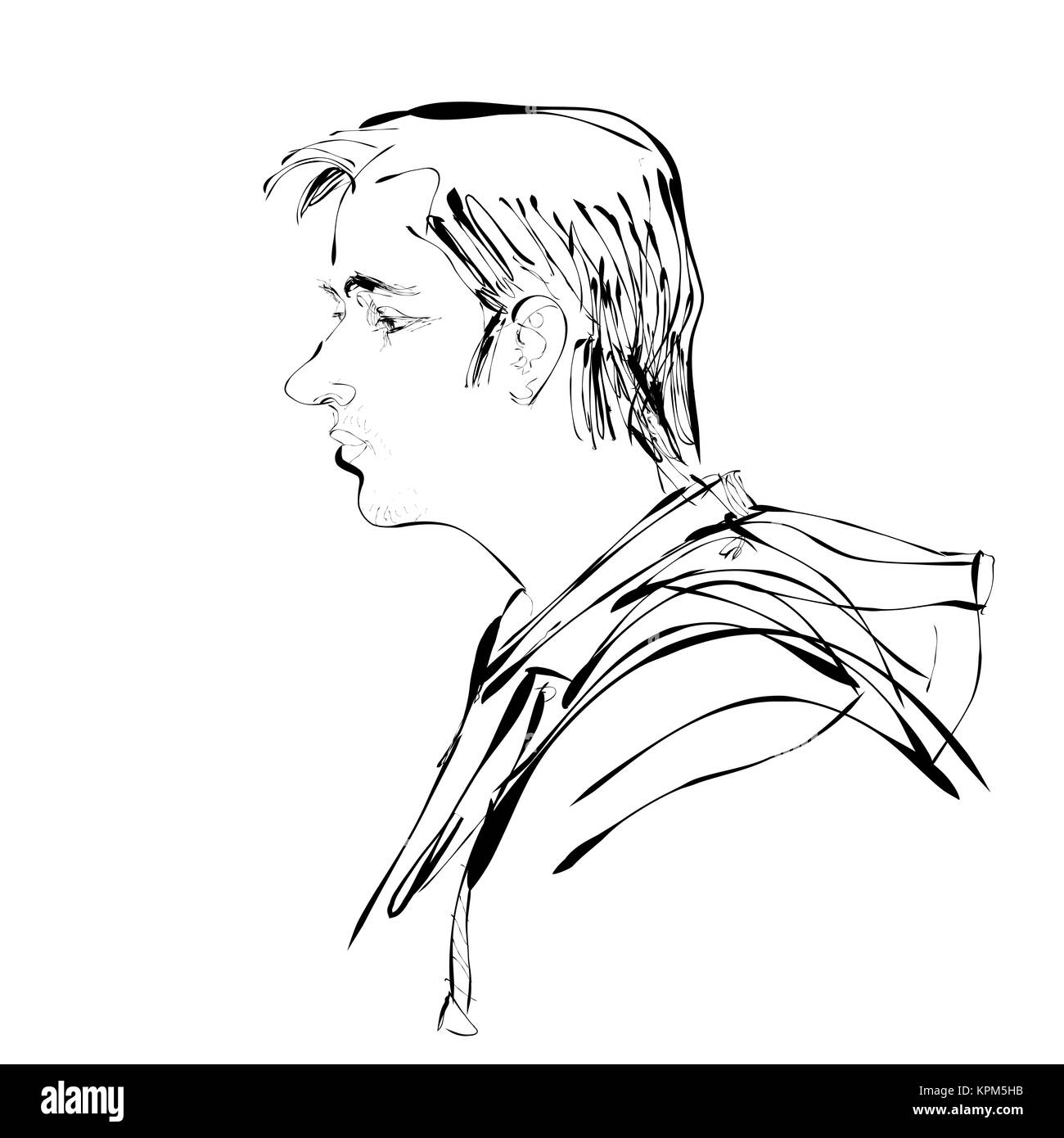 Abstract vector illustration profil man portrait Banque D'Images