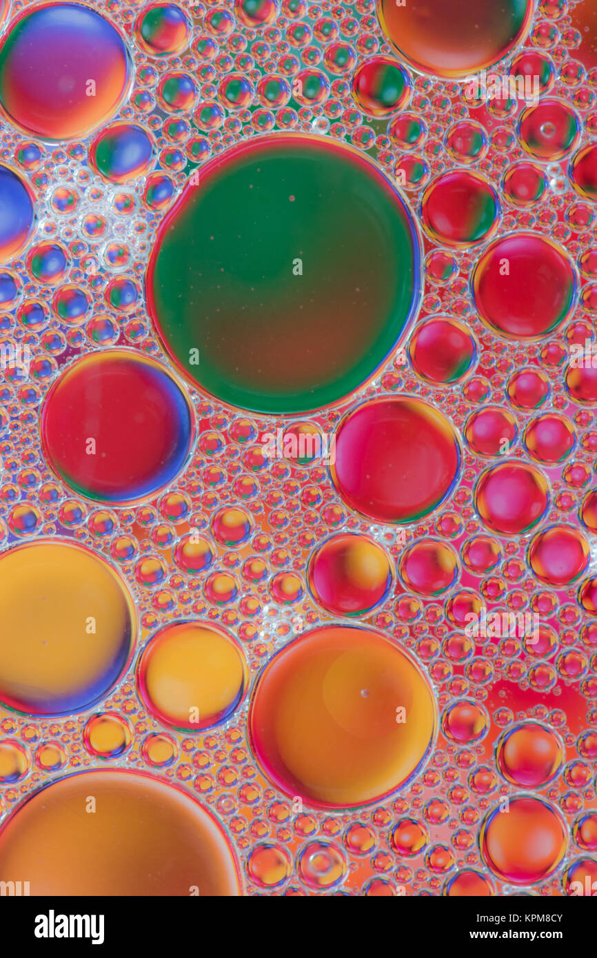 Macro abstrait Bulles d'huile Banque D'Images