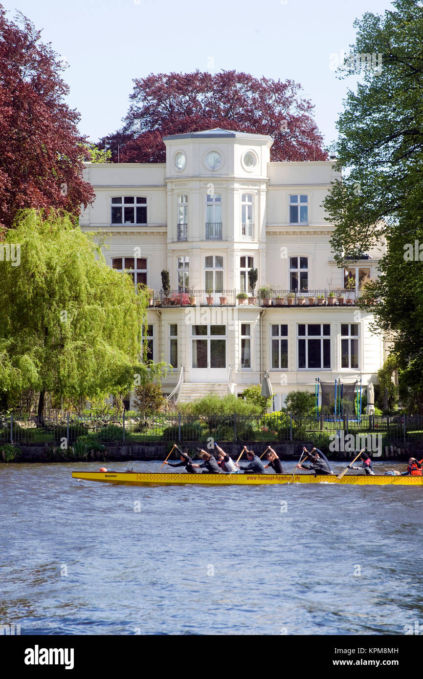 Hambourg, un des plus beaux et des plus populaires destinations touristiques au monde. Villa sur l'Alster Banque D'Images
