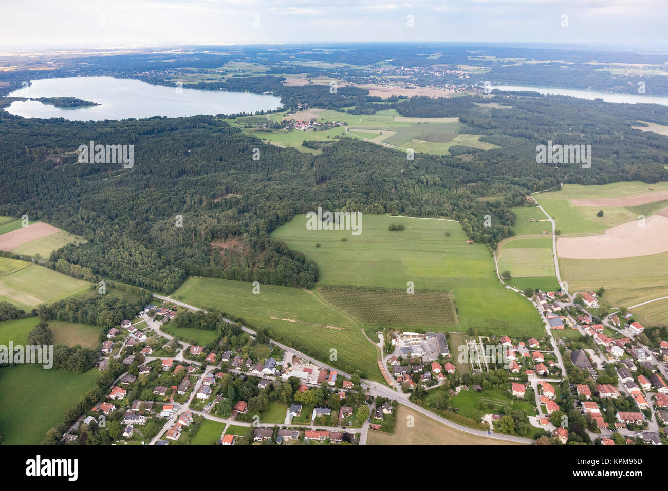 Vue aérienne de Herrsching am Ammersee, Munich, Bavière, Allemagne Banque D'Images