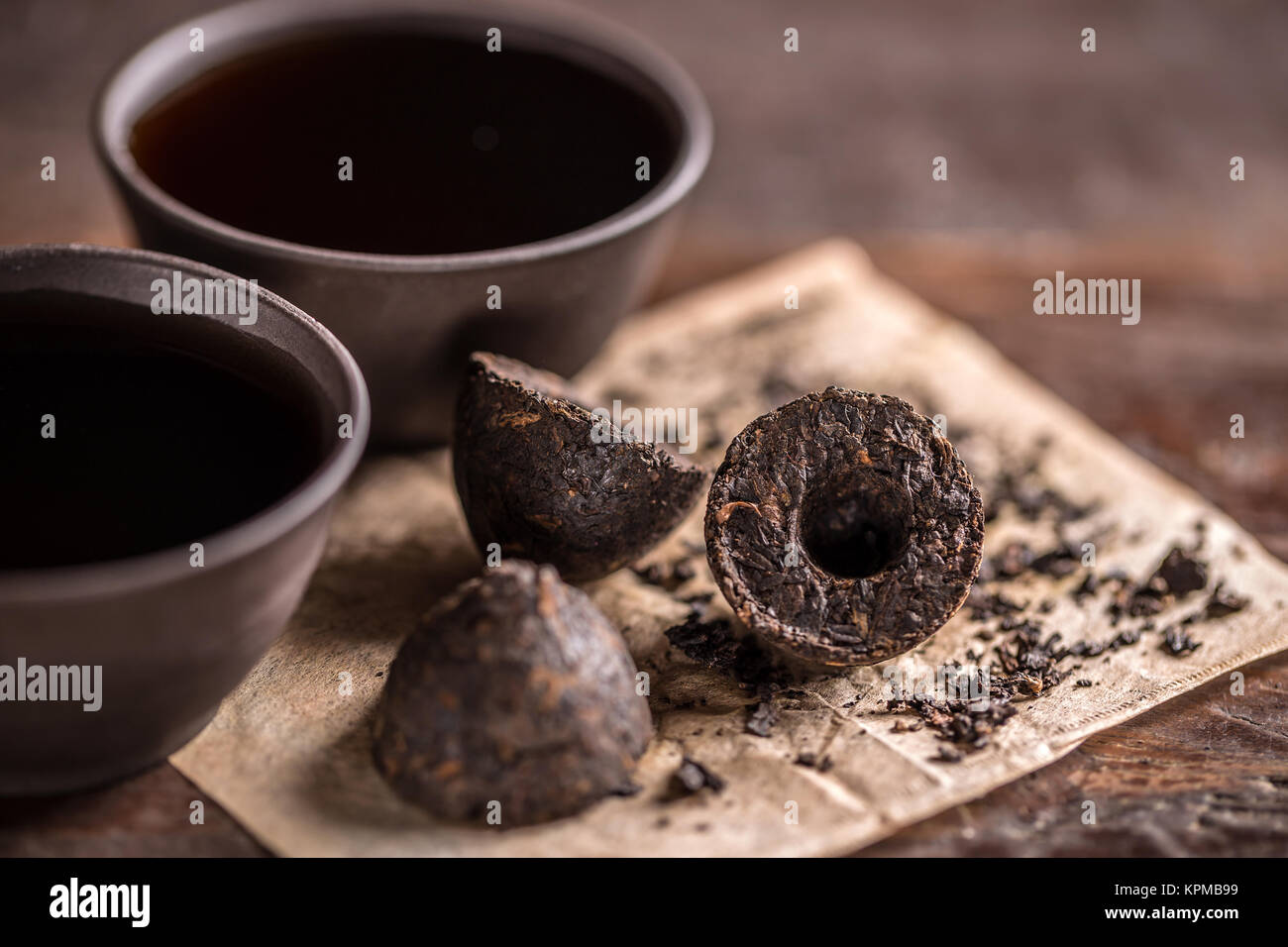 La vie toujours avec le thé pu-erh Banque D'Images