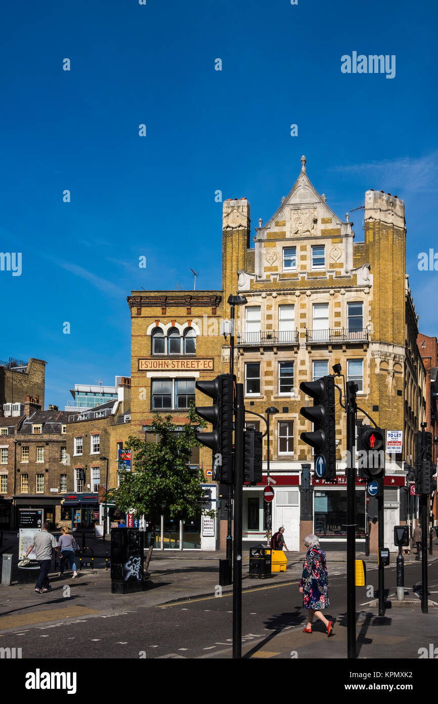 St John Street en face du marché de Smithfield, Londres, Angleterre, Royaume-Uni Banque D'Images