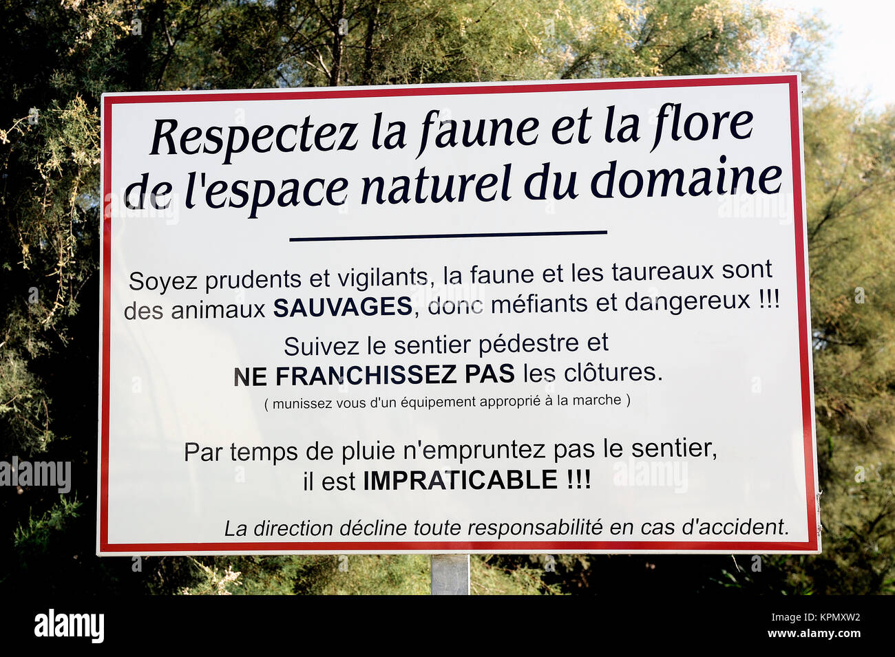 Avertissement pour le respect de la nature Banque D'Images