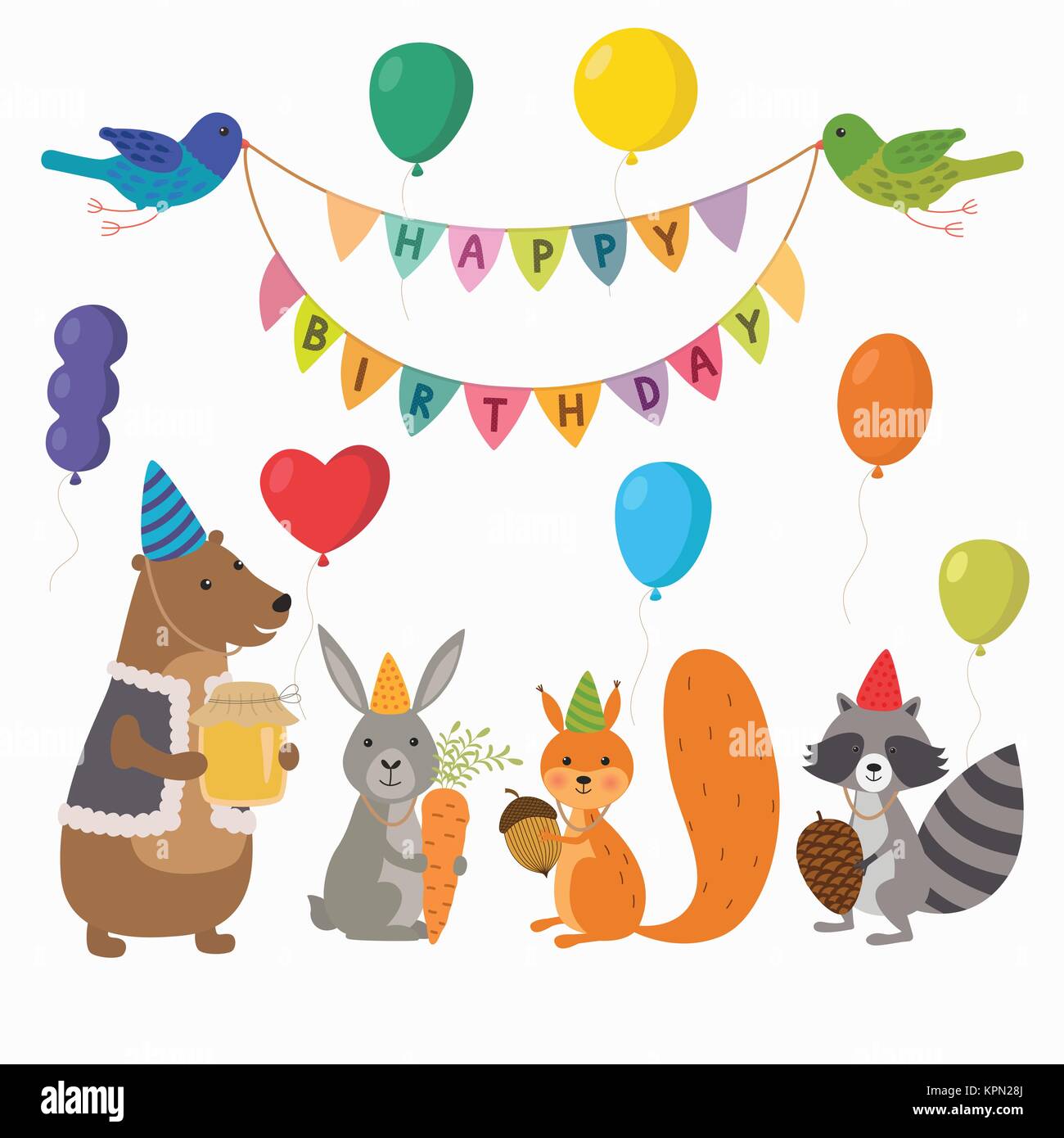 Cute Cartoon Illustration Pour Les Animaux De La Foret Modele De Carte D Anniversaire Image Vectorielle Stock Alamy Cute Cartoon Illustration Pour Les Animaux De La Foret Modele De Carte D Anniversaire Image Vectorielle Stock Alamy
