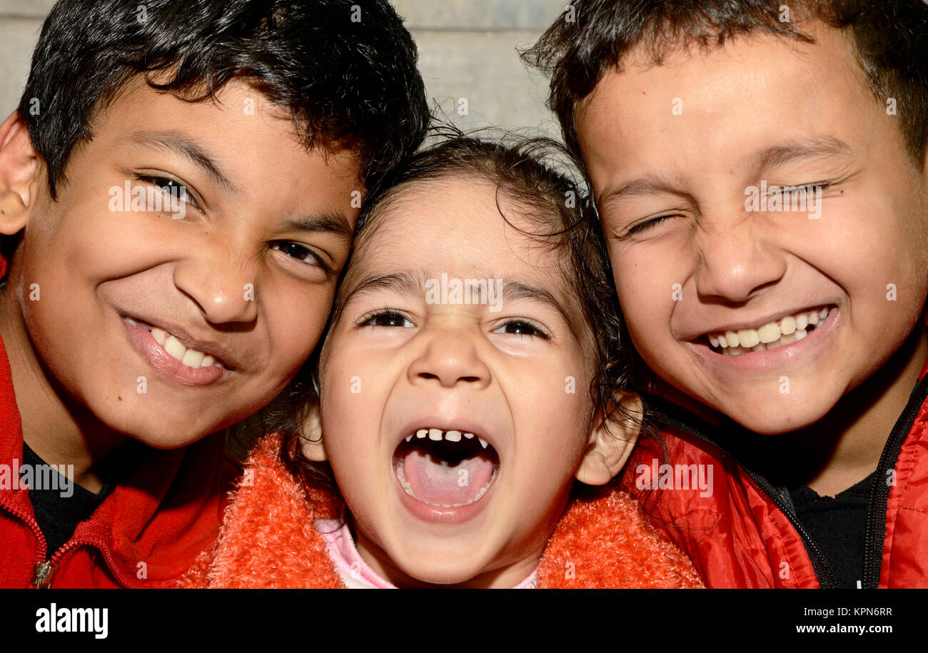 Trois garçons indiens Banque D'Images