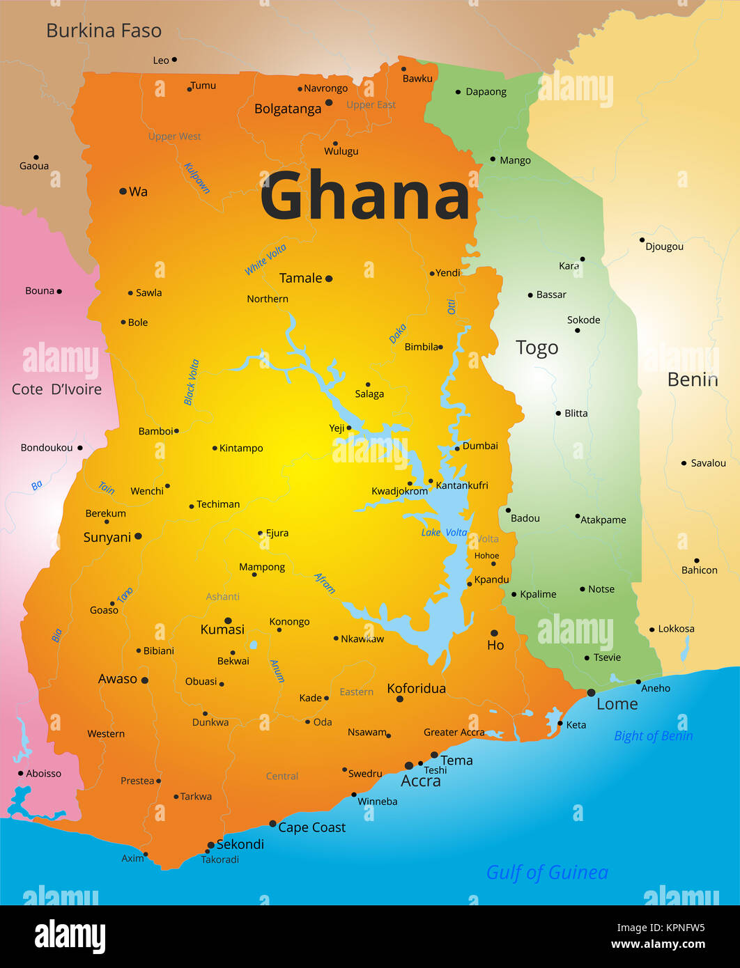 Carte des couleurs de Ghana Banque D'Images