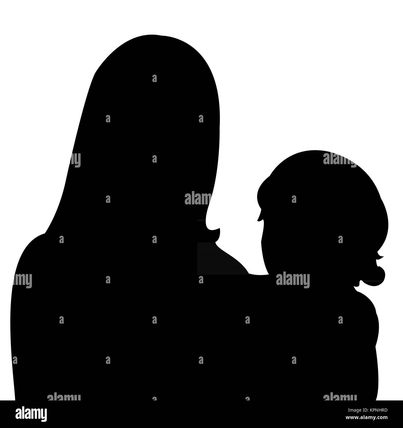 maman et fils ensemble, silhouette Banque D'Images