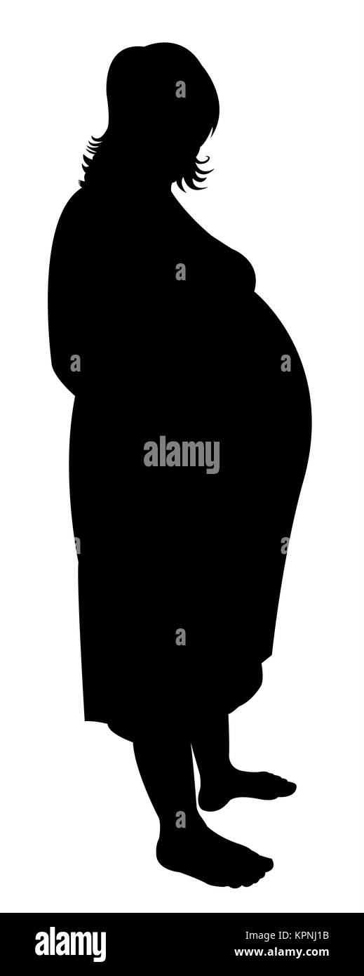 Vector illustration de silhouette de femme enceinte Banque D'Images